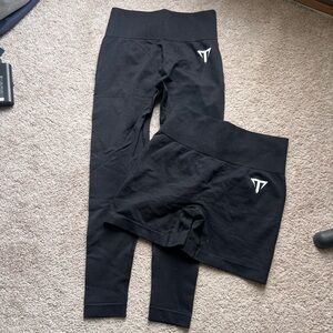 Kids Black Leggings and Shorts Set